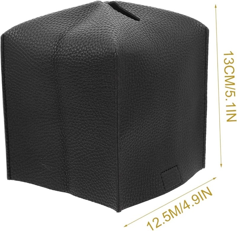 غطاء صندوق المناديل الأسود مجموعة من 2 حامل مناديل أنيق للمكتب غرفة المعيشة غرفة النوم - Image 5